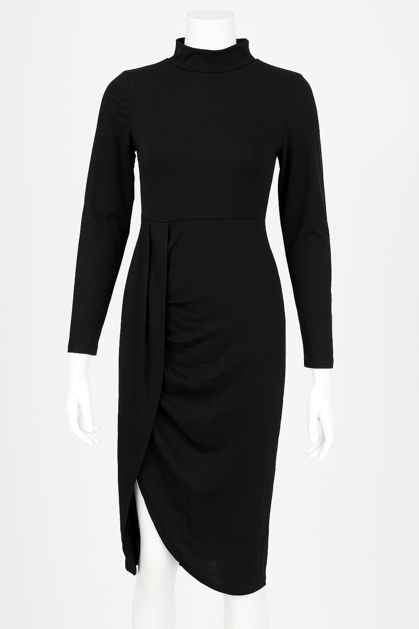 Long sleeve black slit dress