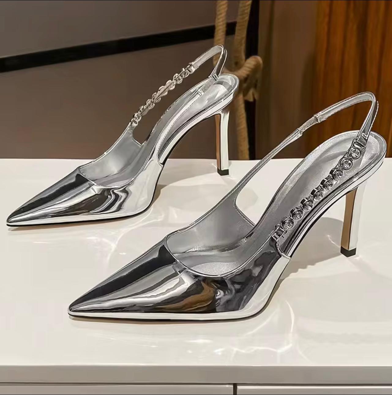 Pointed Toe Rhinestone Thin High Heels