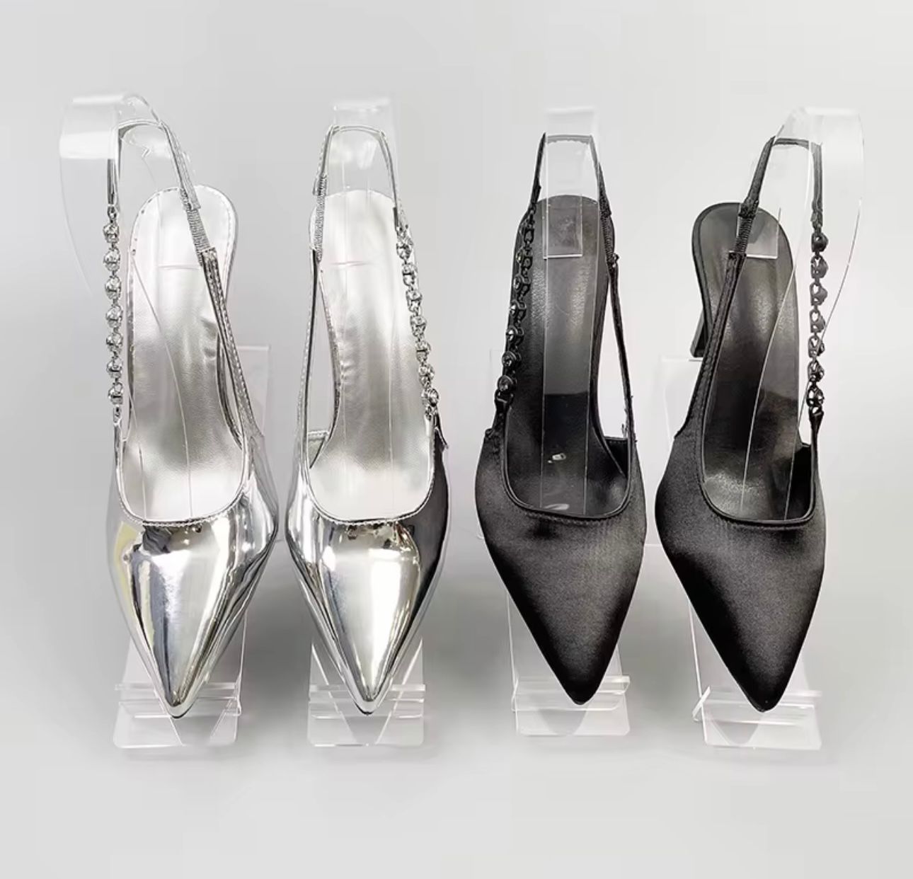 Pointed Toe Rhinestone Thin High Heels