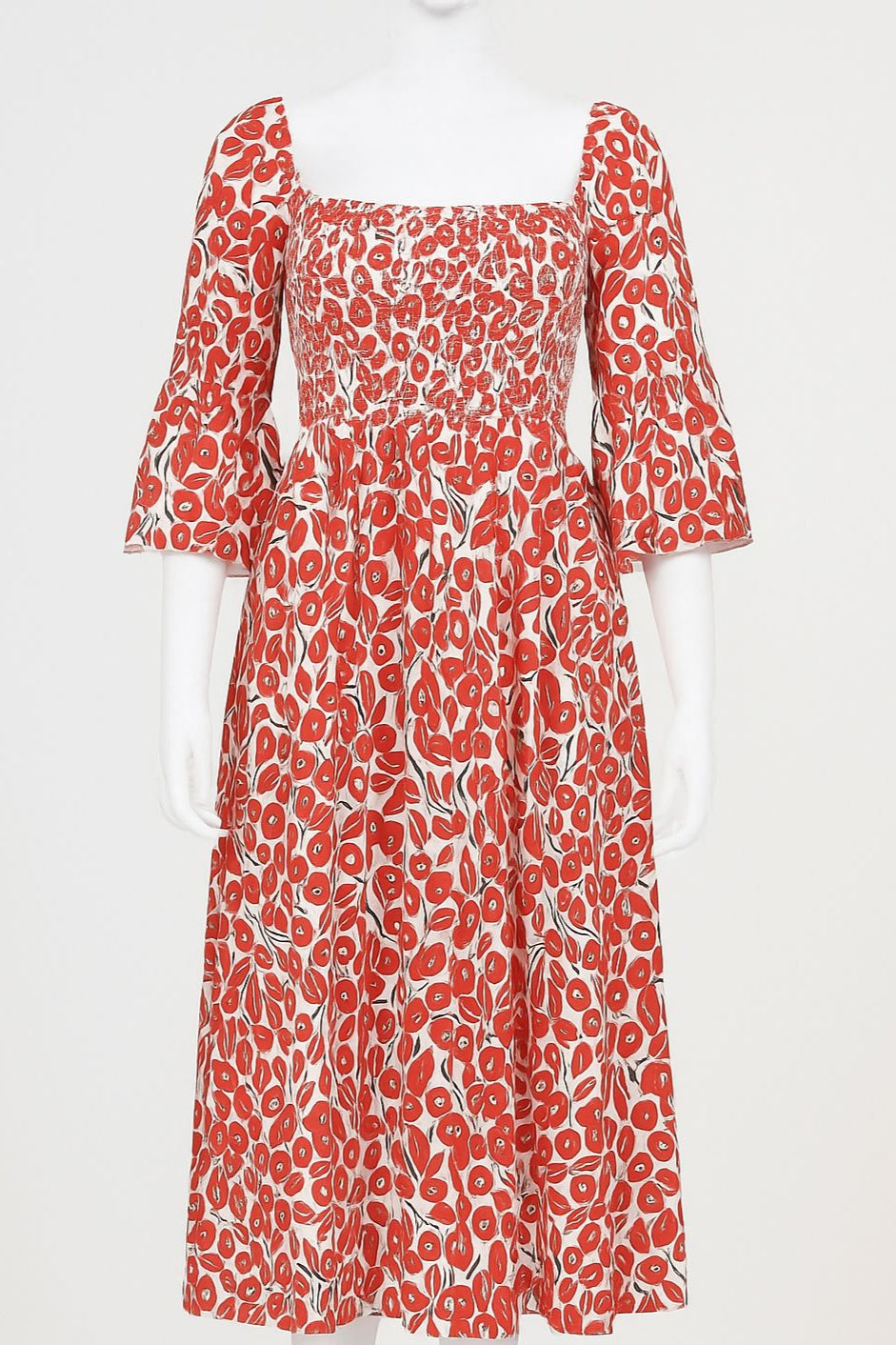 Red floral dress