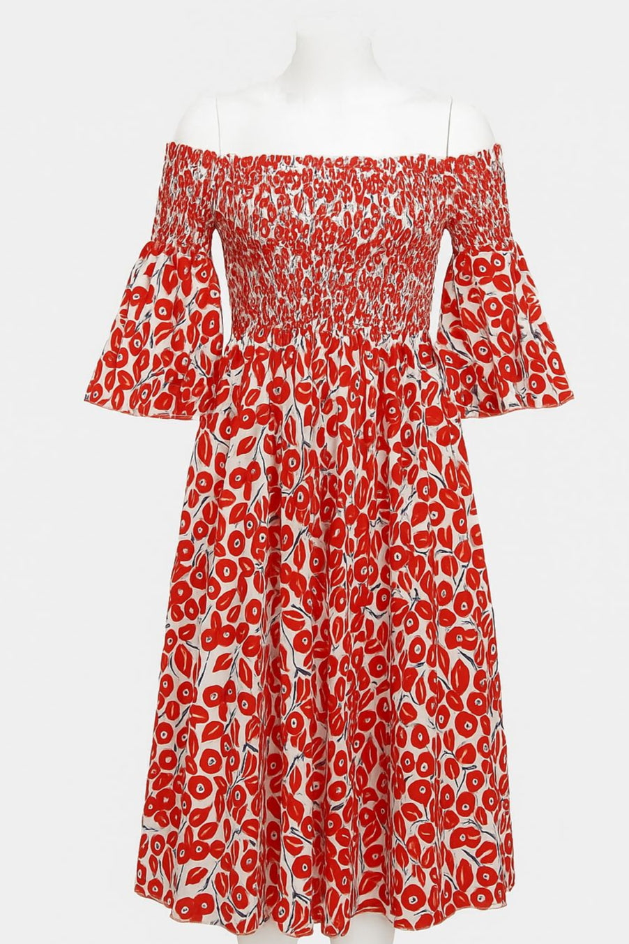 Red floral dress