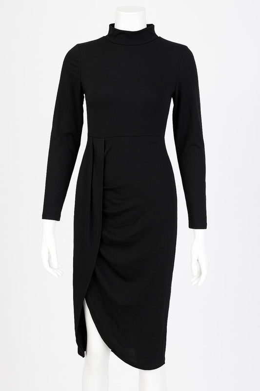 Long sleeve black slit dress