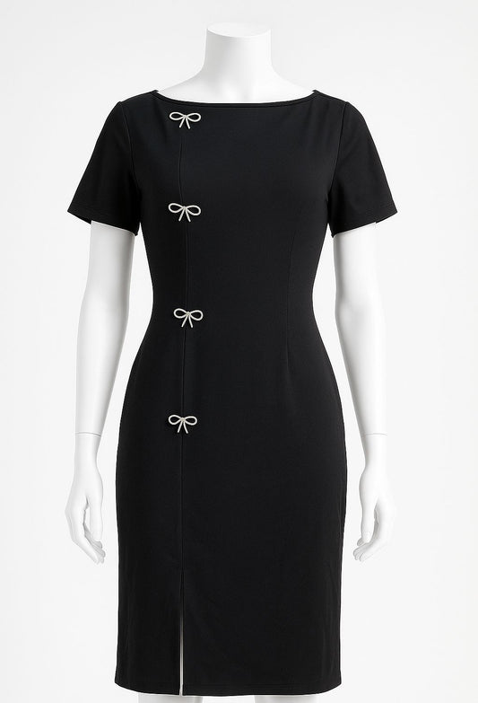 Bow accent black dress