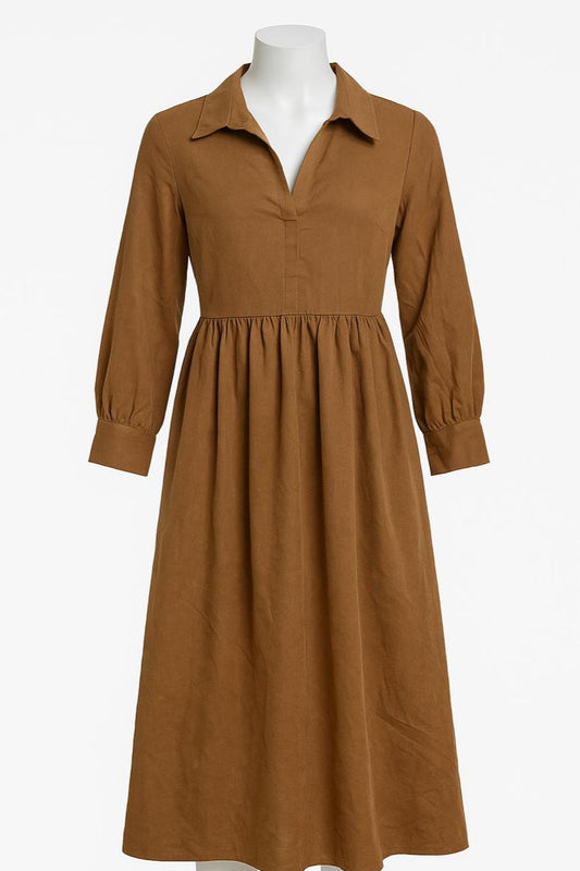 Brown suede long dress