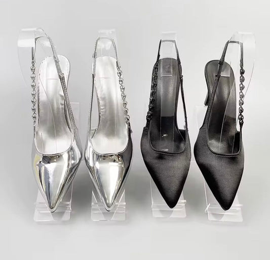 Pointed Toe Rhinestone Thin High Heels